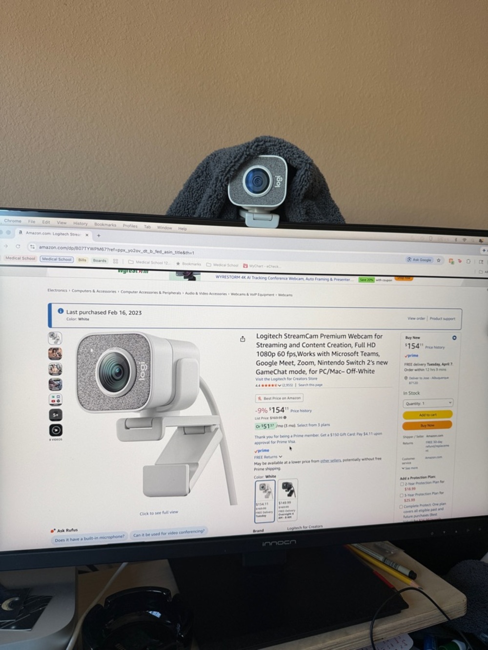 Logitech StreamCam Webcam in Gray and White